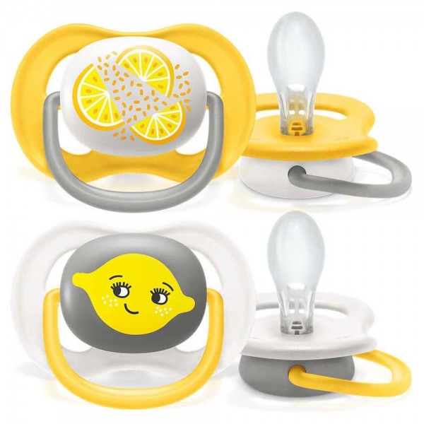 CHUPETE SILICONA PHILIPS AVENT ULTRA AIR 6-18M LIMON SCF080/18 2 UDS
