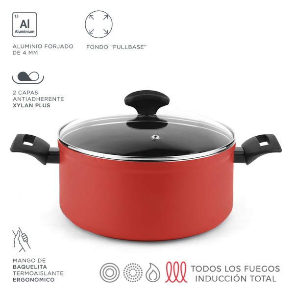 Olla maxima + tapa roja aluminio ø24 x 11 cm